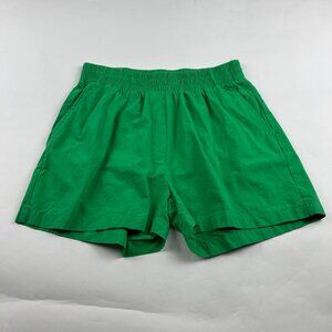 Beige Botany Kelly Green Canvas High Rise Pull On Shorts L